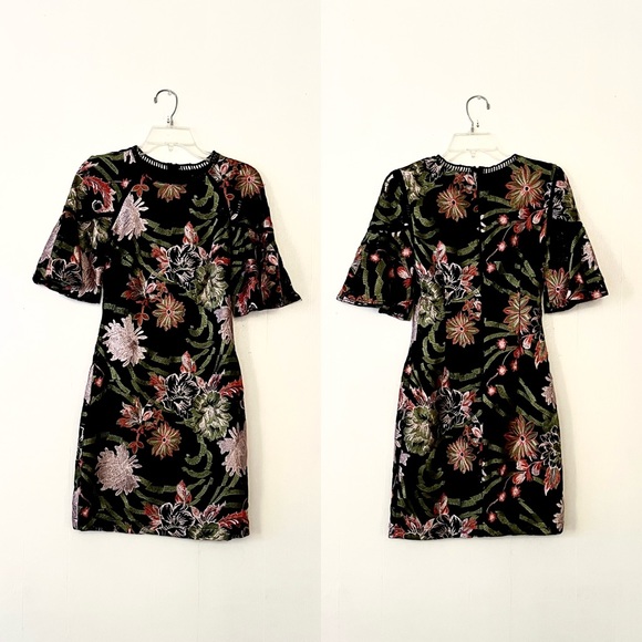 Badgley Mischka Embroidered Floral Cocktail Dress - Picture 2 of 7